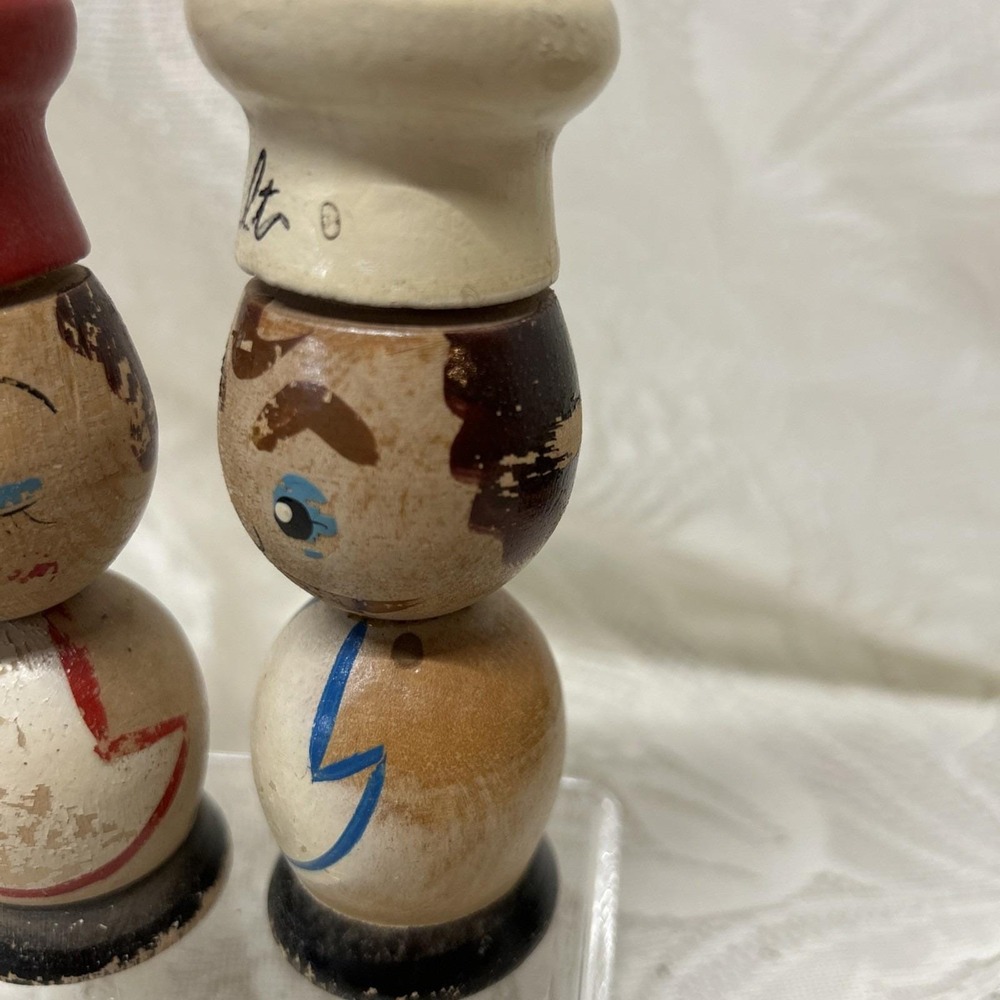 Vintage Painted Wood People Salt And Pepper Shakers Made In Japan - Picture 2 of 8